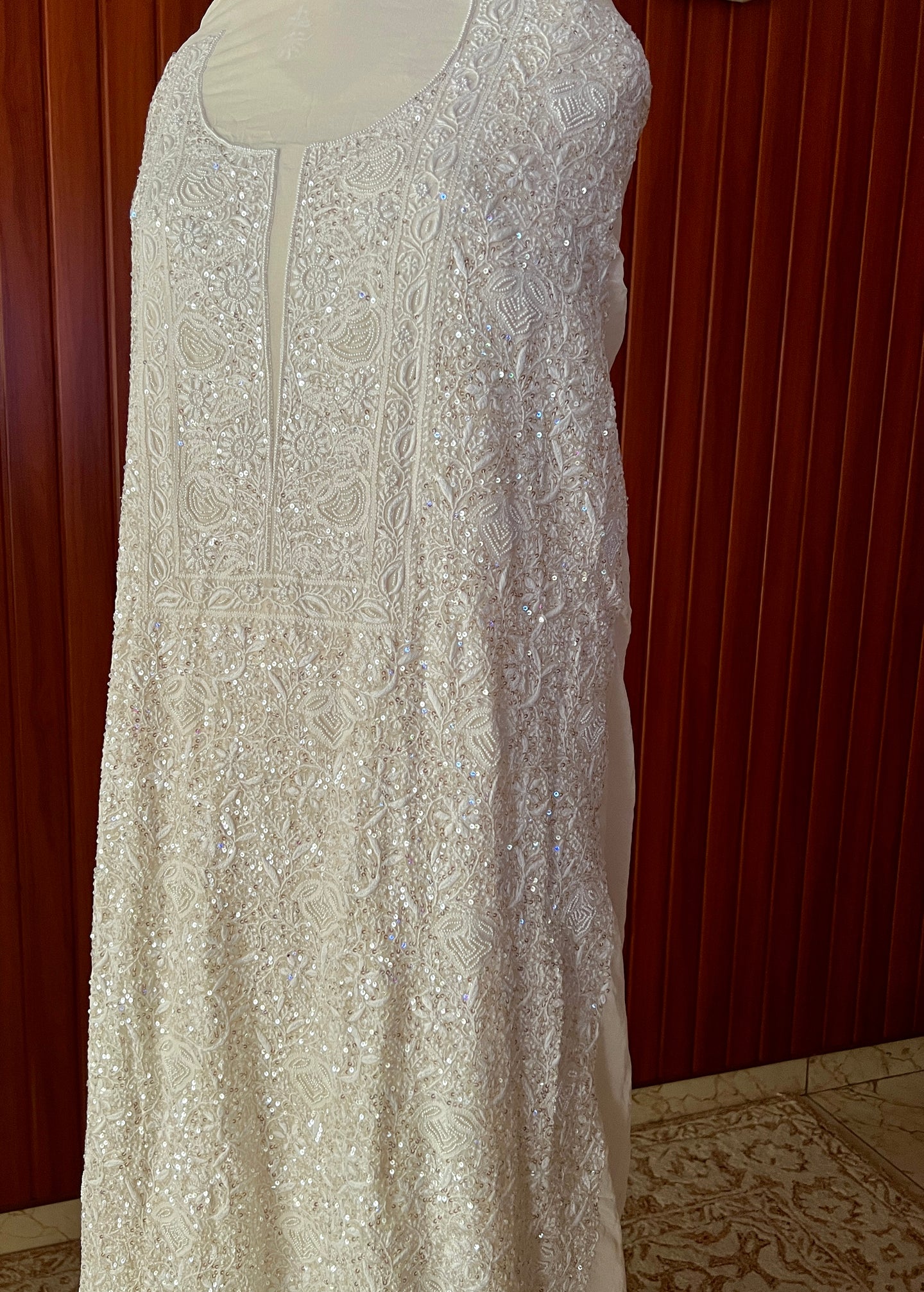 Suhaan Cream Chikankari pearl sequins work kurta and dupatta